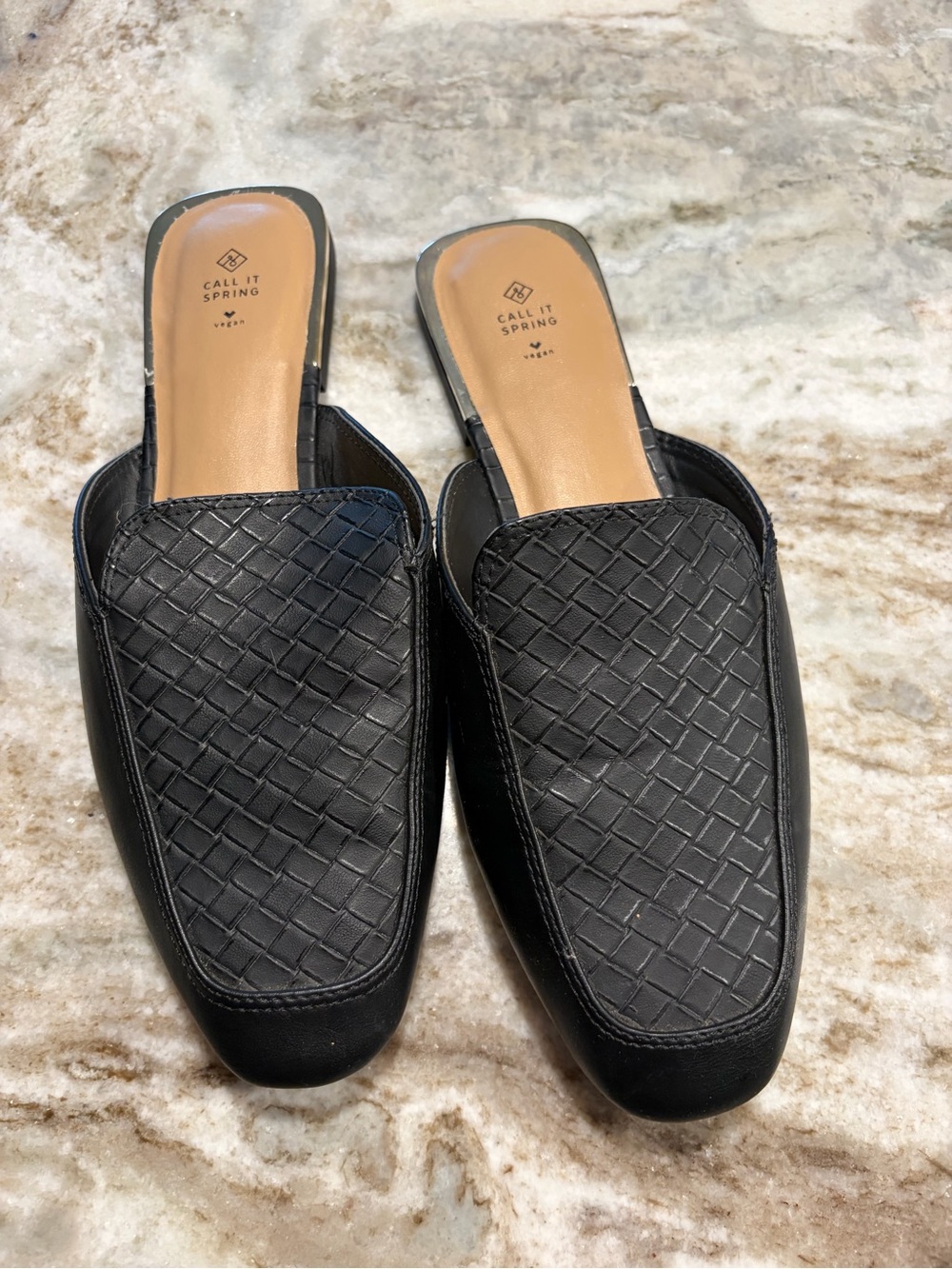 Call It Spring Women's Black Quilted Mule Loafers size 9